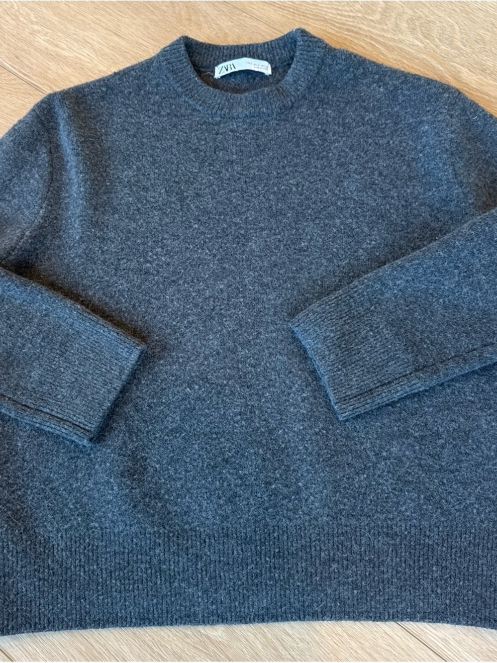 Zara womens Crewneck Sweater in Charcoal Gray- ver